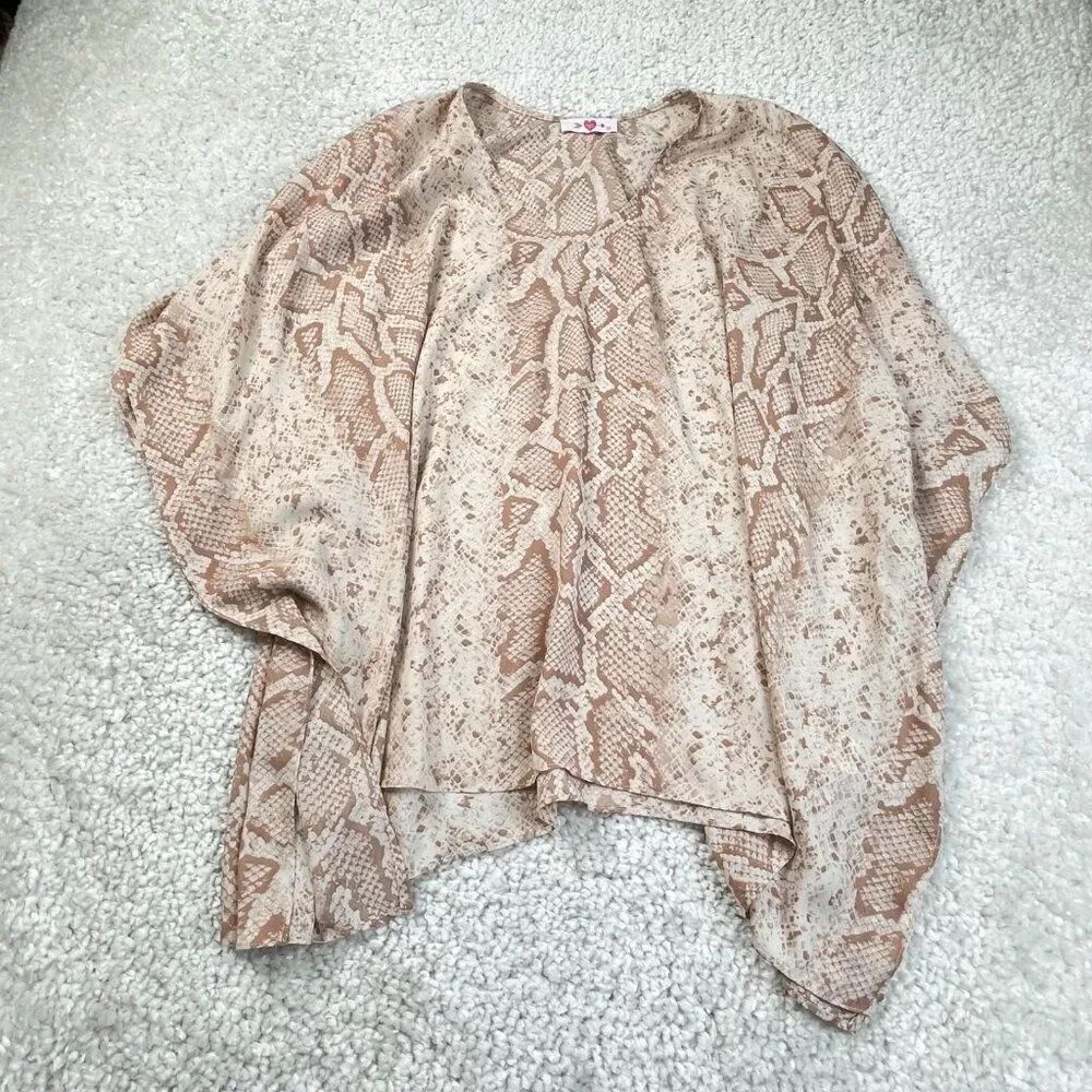 Buddy Love North Tunic Top Snakeskin Print Beige Tan Oversized Womens S/M
